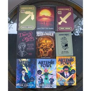 Lot of 9 - Young Adult Books Artemis Fowl Minecraft City of Ember The Darcy Myth